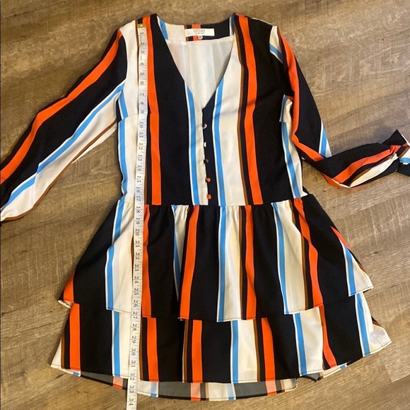 CROSBY by Mollie Burch Striped Dress - Black, Orange, Blue, White Size XS - Picture 4 of 6